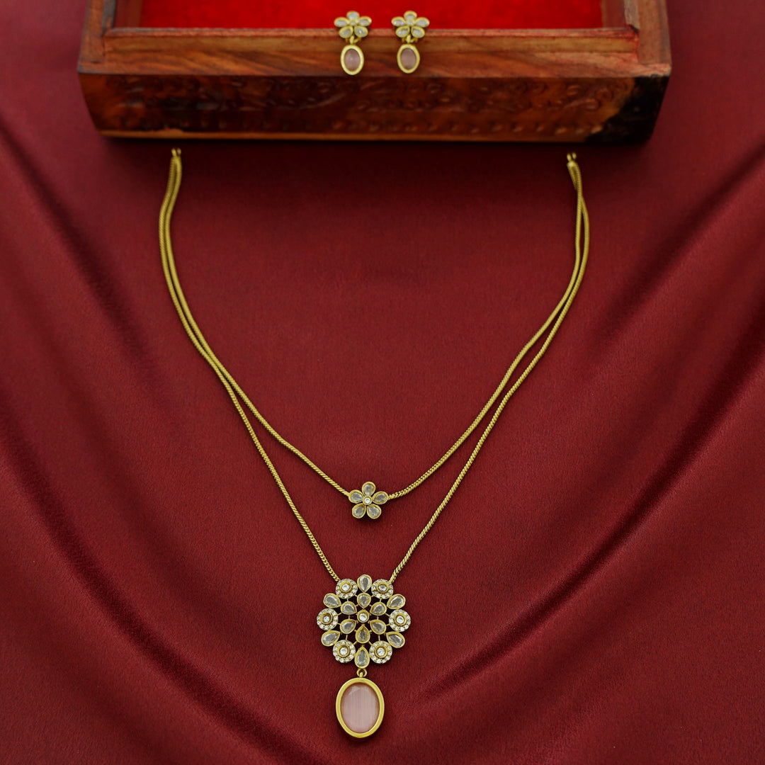 Hiya 2 Layer Blossom Flower Neckpiece With Earring