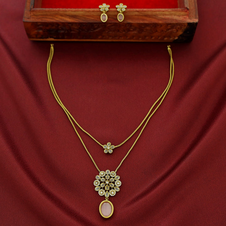 Hiya 2 Layer Blossom Flower Neckpiece With Earring