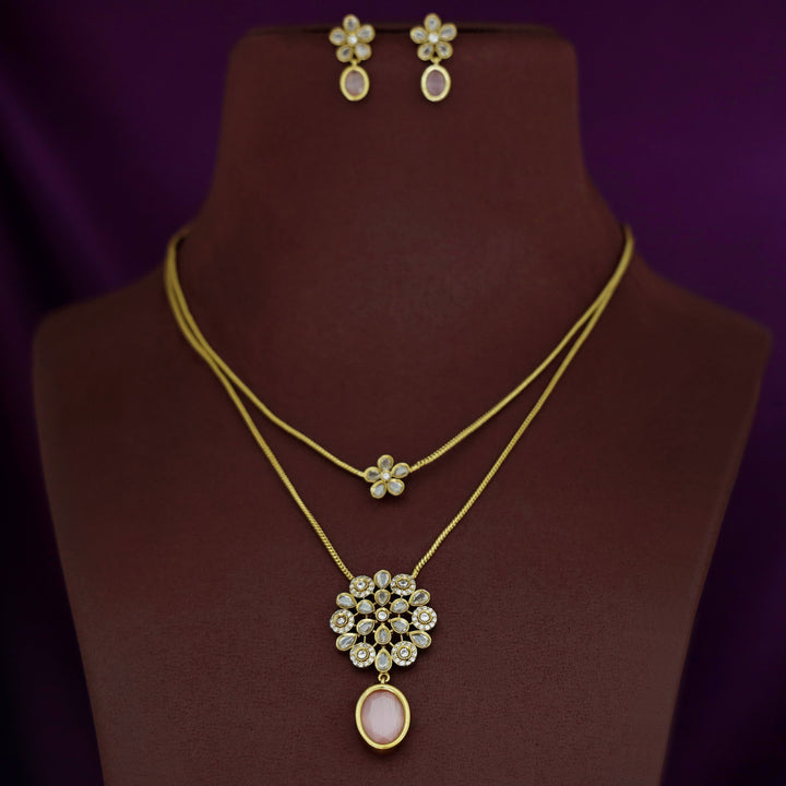 Hiya 2 Layer Blossom Flower Neckpiece With Earring