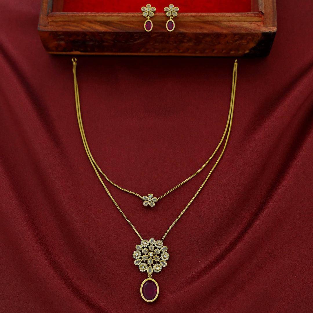 Hiya 2 Layer Blossom Flower Neckpiece With Earring