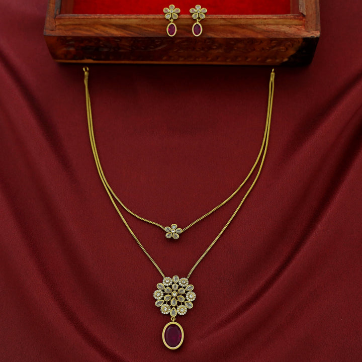 Hiya 2 Layer Blossom Flower Neckpiece With Earring