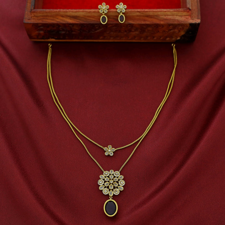 Hiya 2 Layer Blossom Flower Neckpiece With Earring