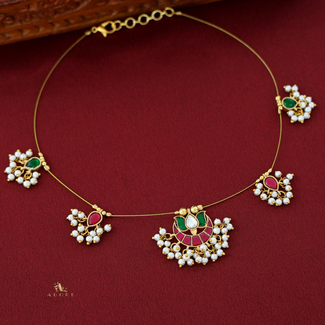 Arushi Lotus Pearl String Neckpiece