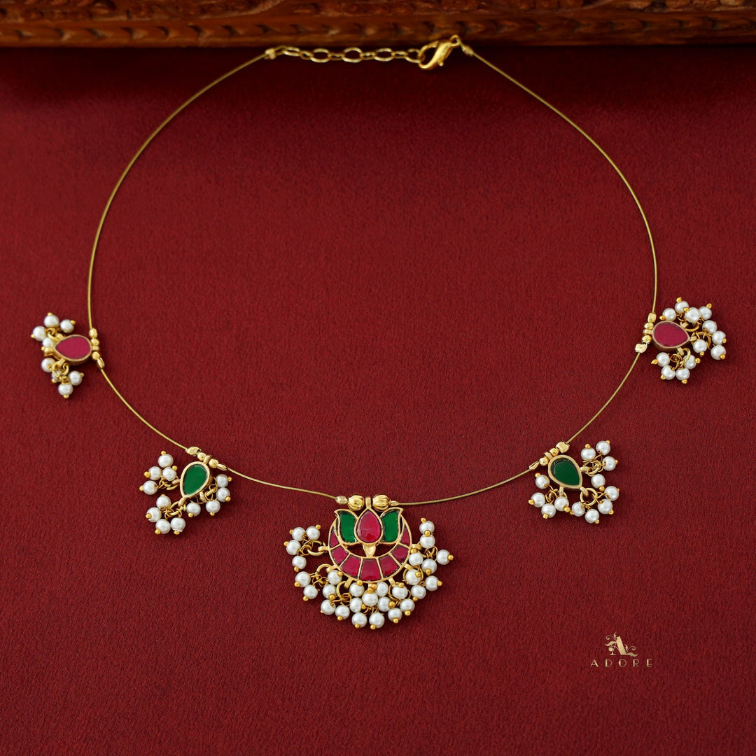Arushi Lotus Pearl String Neckpiece