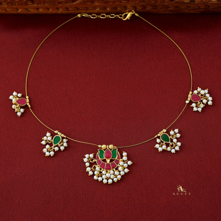 Arushi Lotus Pearl String Neckpiece