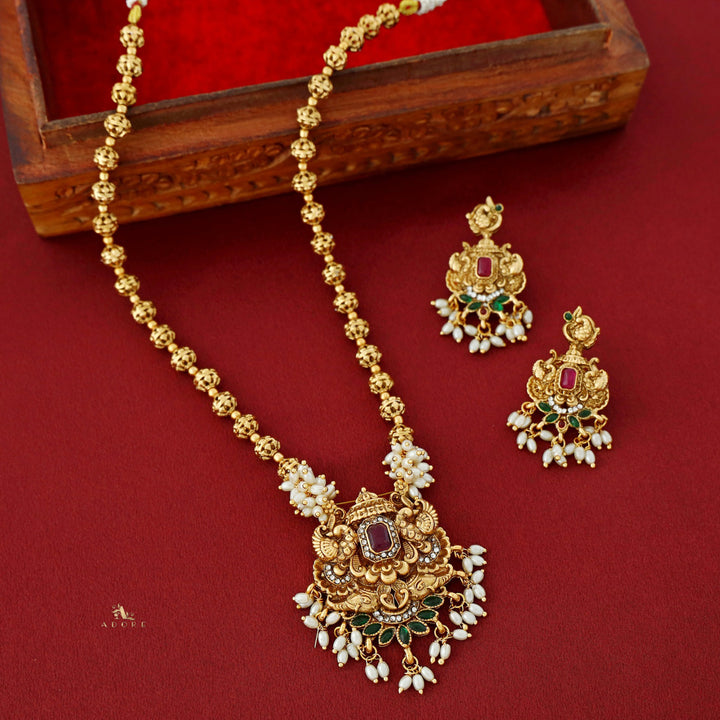Ahalya Mayura Rice Pearl Neckpiece With Earring