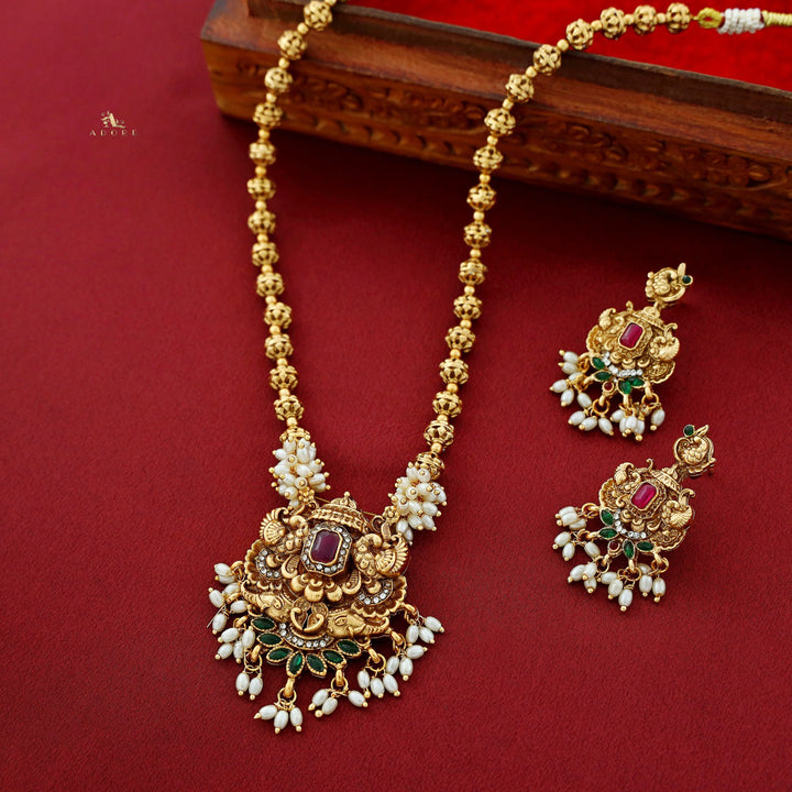 Ahalya Mayura Rice Pearl Neckpiece With Earring