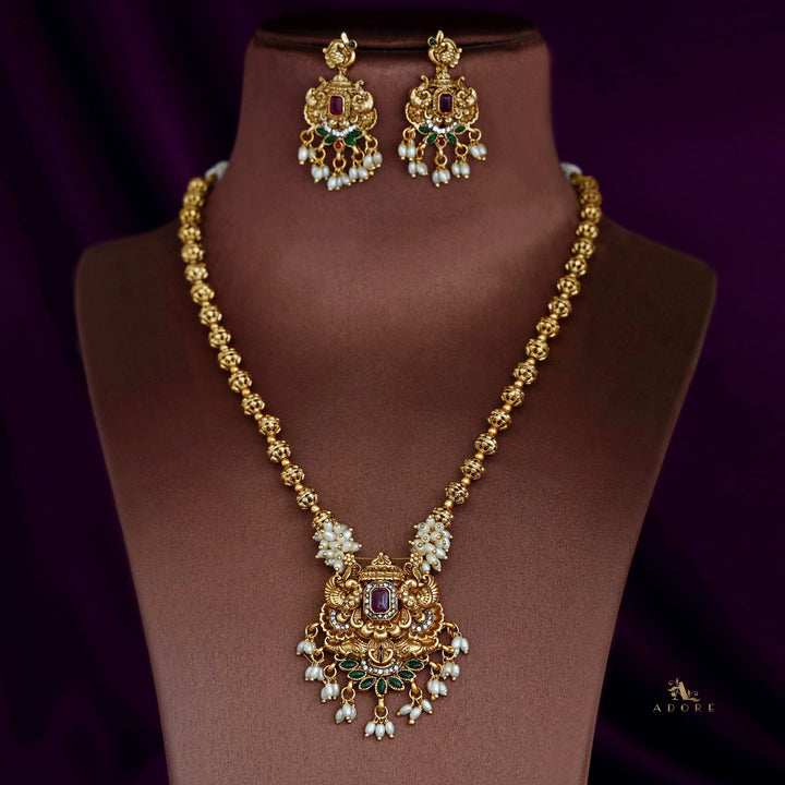 Ahalya Mayura Rice Pearl Neckpiece With Earring