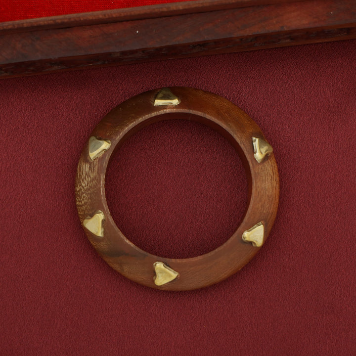 Vagmi Golden Heart Wooden Bangle (Single Piece)