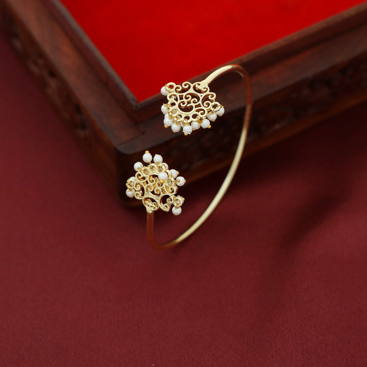 Golden Niralika Filigree Cluster Pearl Bangle