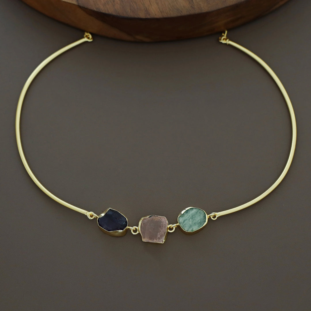 Golden 3 Raw Stone Neck Cuff