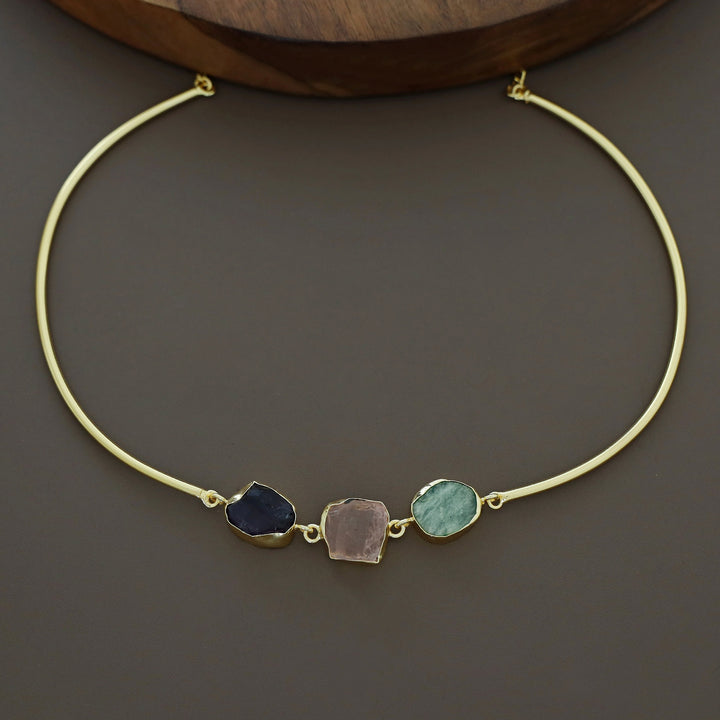 Golden 3 Raw Stone Neck Cuff
