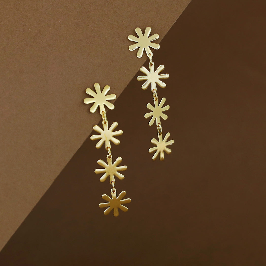 Golden Midhila Tetra Floral Earring