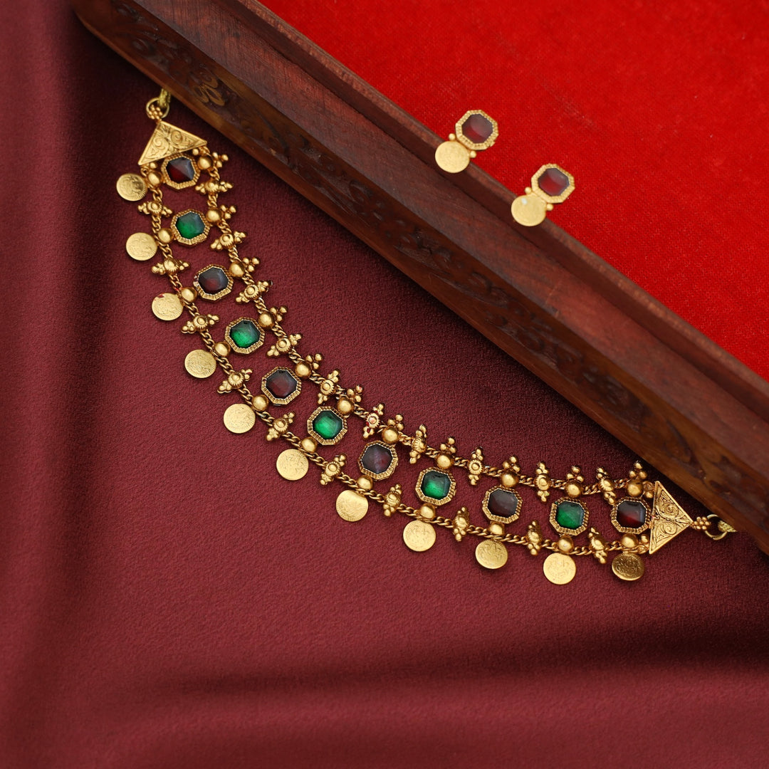 Jyotirmayee Mini Kashi Octagon Enamel Choker With Earring