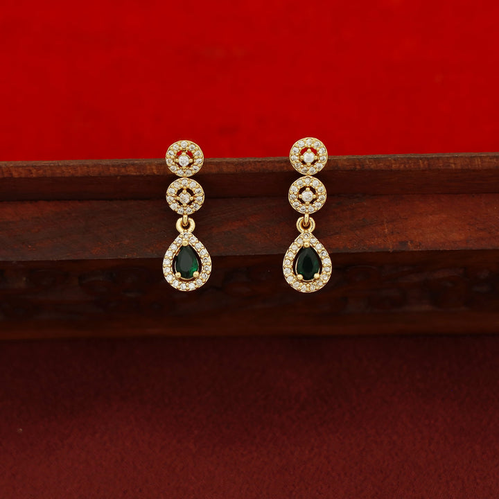 Aavya AD Stone Drop Oval Glossy Neckpiece With Earring