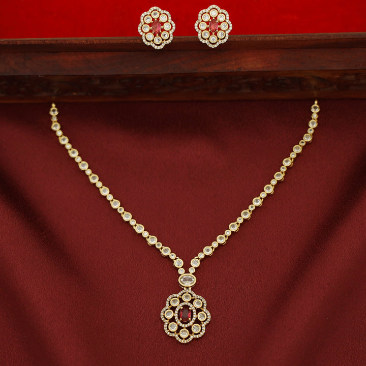 Nirvika Flower Pendant Neckpiece With Stud