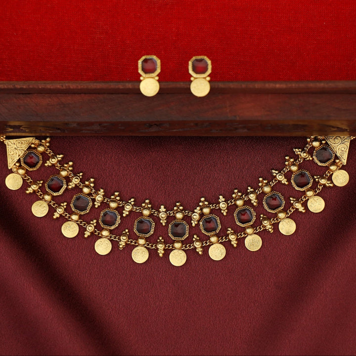 Jyotirmayee Mini Kashi Octagon Enamel Choker With Earring