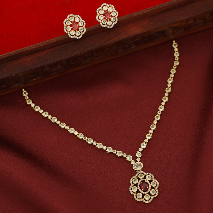 Nirvika Flower Pendant Neckpiece With Stud