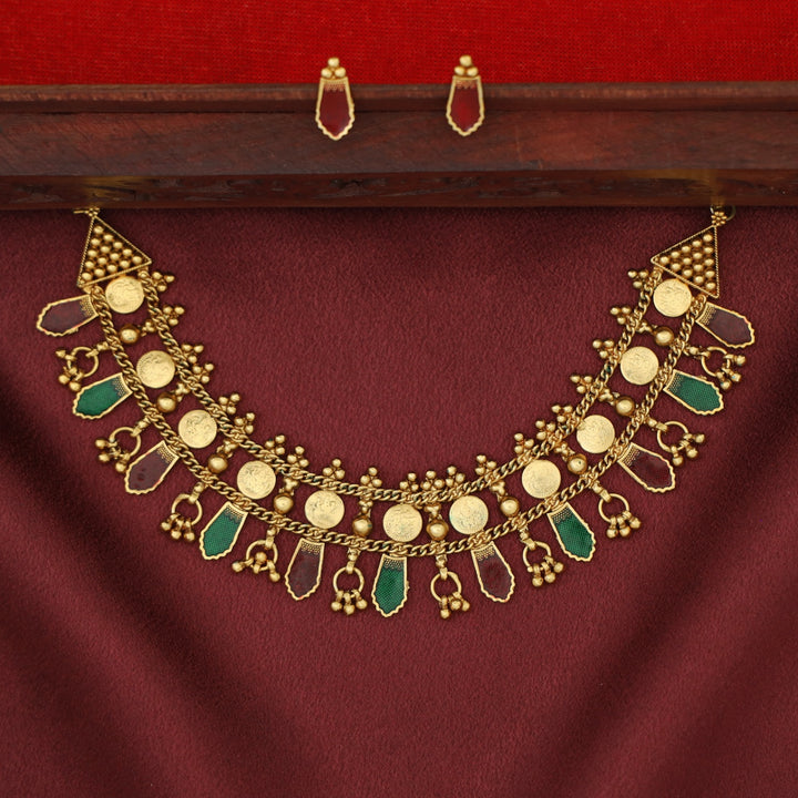 Bhamini Mini Kashi Enamel Choker With Earring