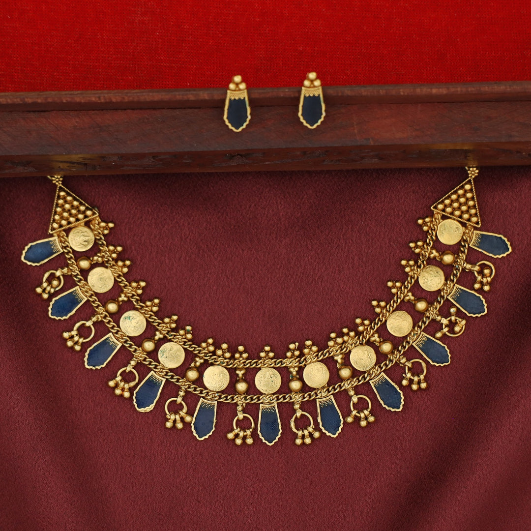 Bhamini Mini Kashi Enamel Choker With Earring