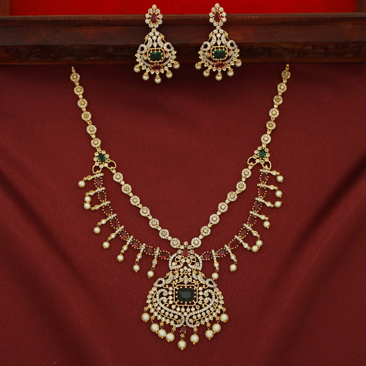 Ishiha AD Stone 2 Layer Bridal Set Neckpiece with Earring