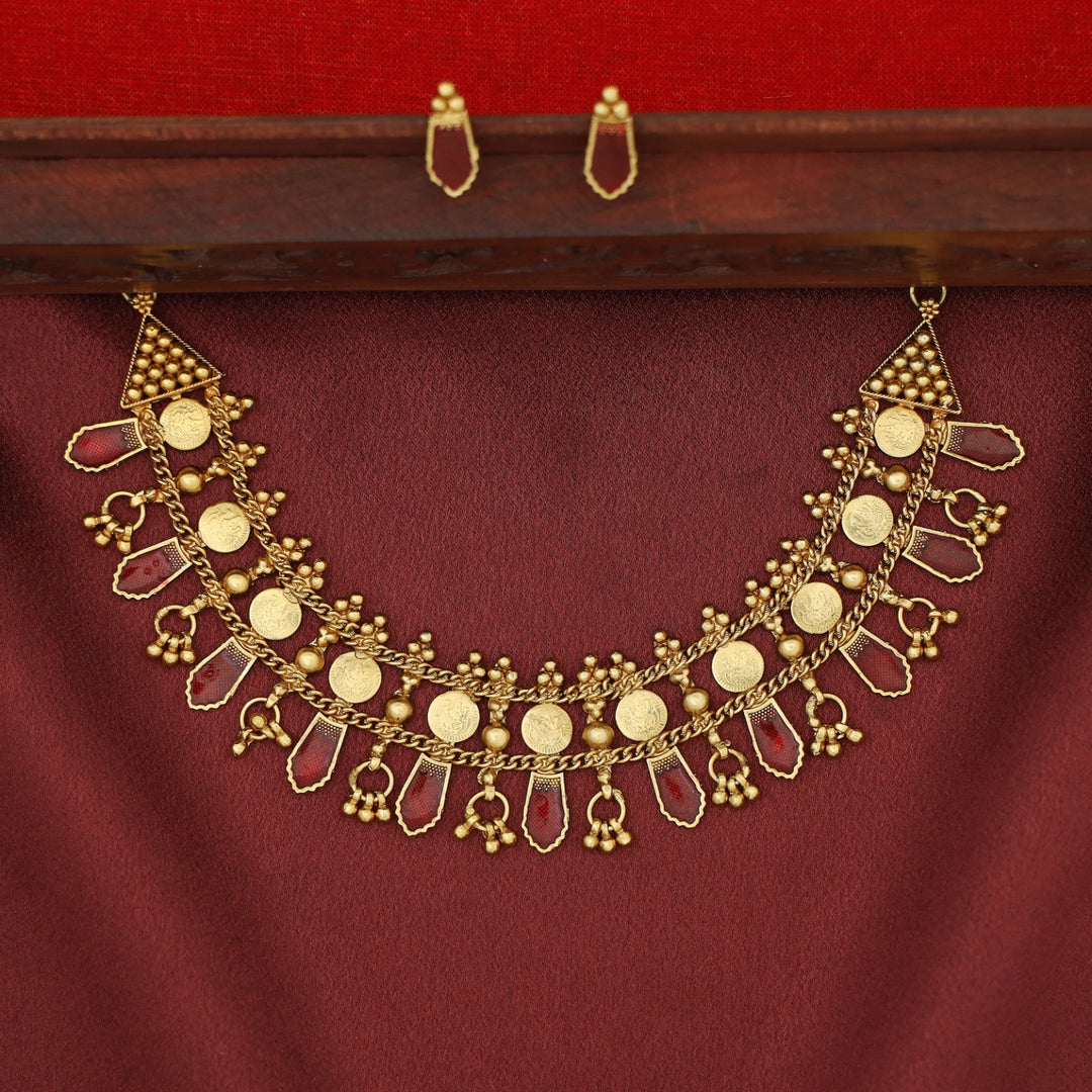 Bhamini Mini Kashi Enamel Choker With Earring