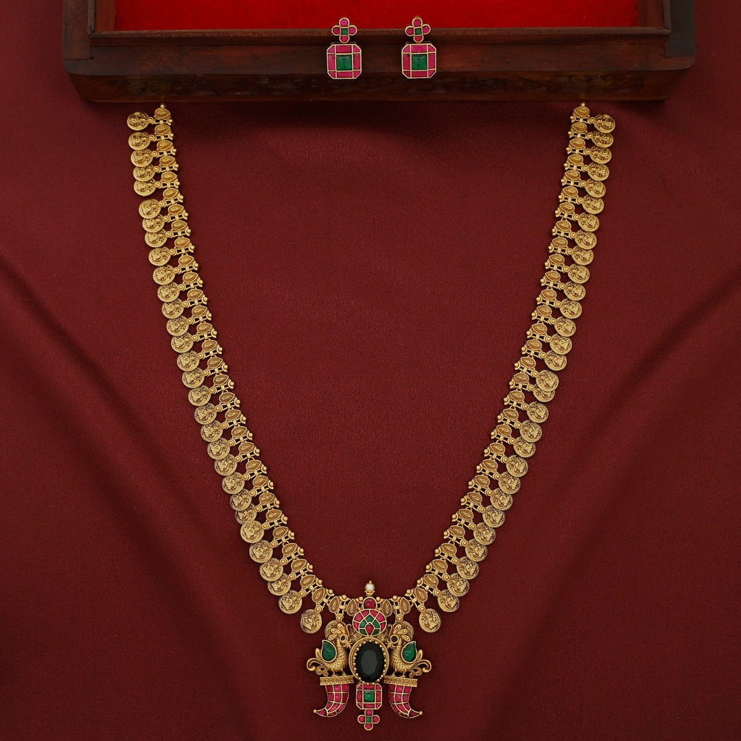 Rudraveena Premium Jadau Kundan Kashi Long Haram With Earring