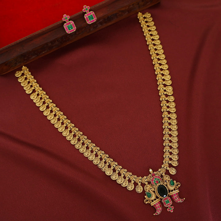 Rudraveena Premium Jadau Kundan Kashi Long Haram With Earring