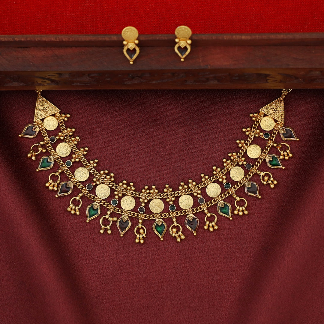 Jyothika Mini Kashi Palakka Enamel Choker With Earring