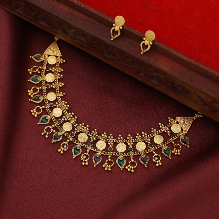Jyothika Mini Kashi Palakka Enamel Choker With Earring