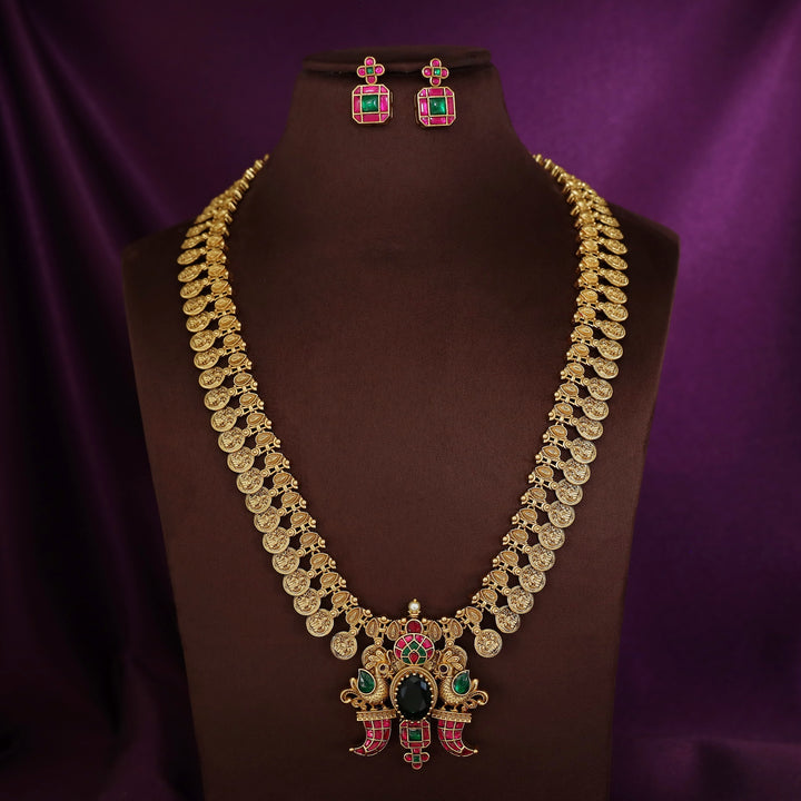 Rudraveena Premium Jadau Kundan Kashi Long Haram With Earring