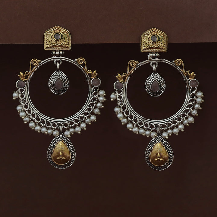Atisha Dual Tone Circle Pearl Earring