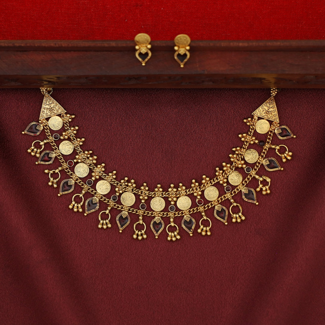 Jyothika Mini Kashi Palakka Enamel Choker With Earring