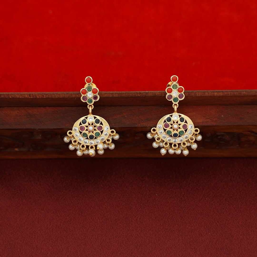 Lemsha Multicolour Flower Pearl Neckpiece with Earring