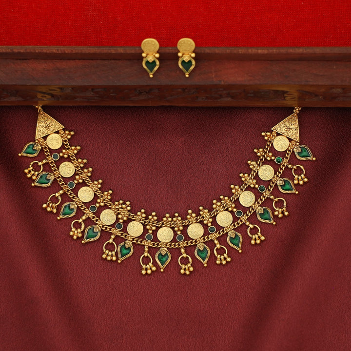 Jyothika Mini Kashi Palakka Enamel Choker With Earring