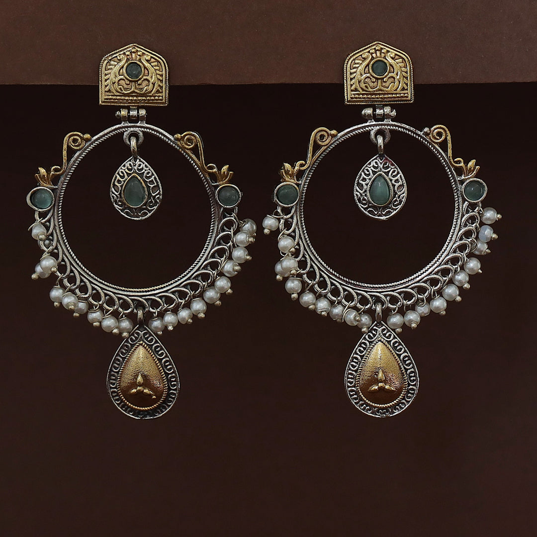 Atisha Dual Tone Circle Pearl Earring