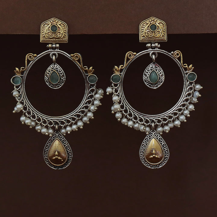 Atisha Dual Tone Circle Pearl Earring