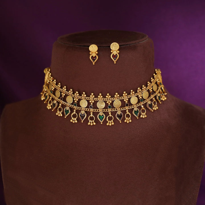 Jyothika Mini Kashi Palakka Enamel Choker With Earring