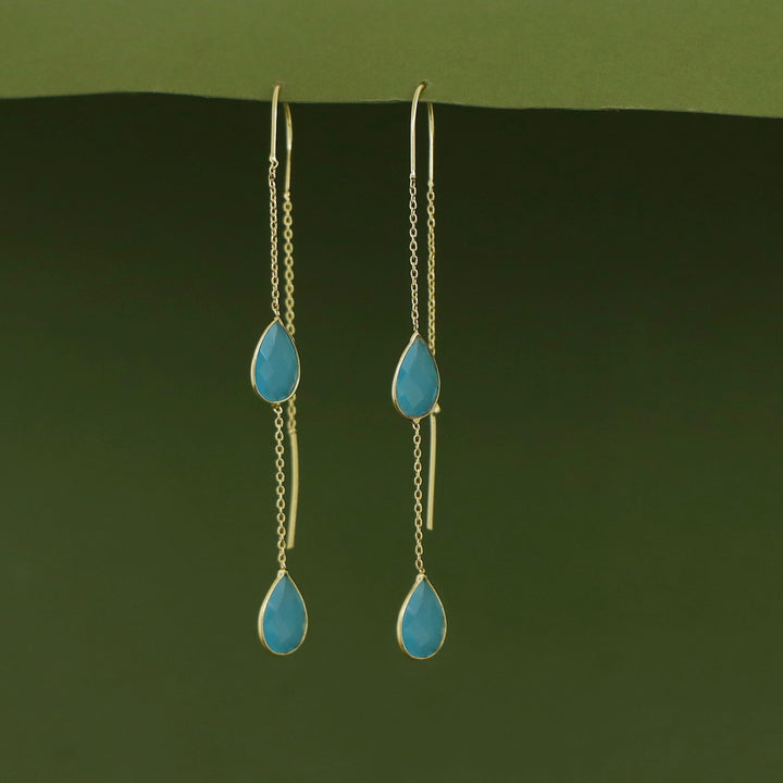 Jaisica Dual Glossy Drop Needle And Thread Earring