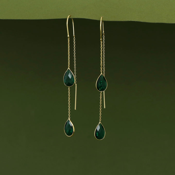 Jaisica Dual Glossy Drop Needle And Thread Earring