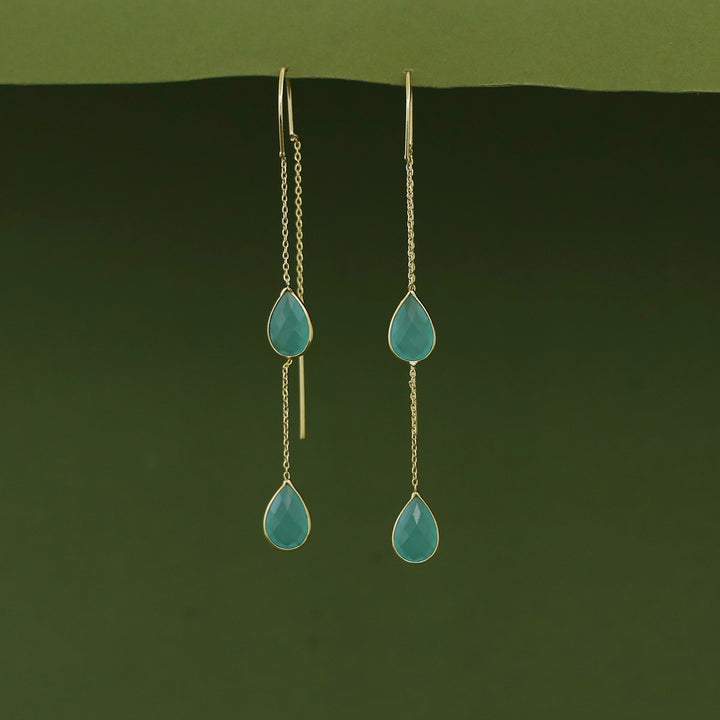 Jaisica Dual Glossy Drop Needle And Thread Earring