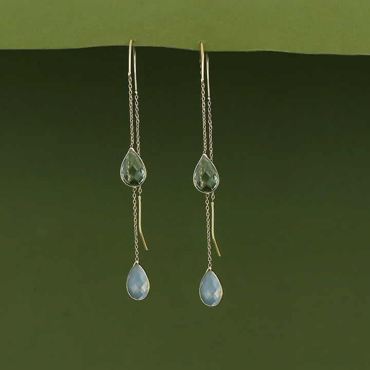 Jaisica Dual Glossy Drop Needle And Thread Earring