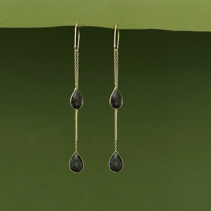 Jaisica Dual Glossy Drop Needle And Thread Earring