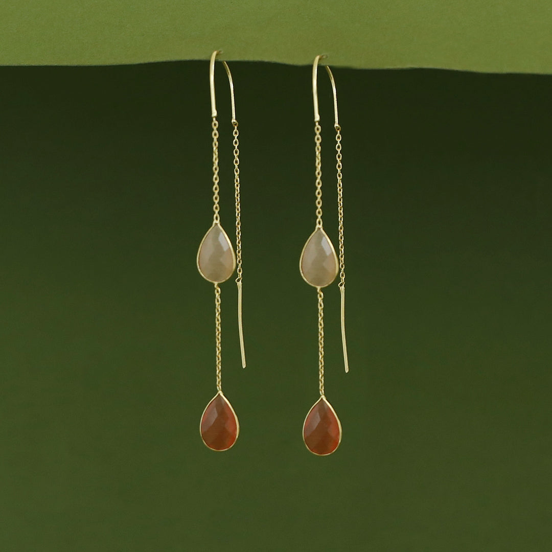 Jaisica Dual Glossy Drop Needle And Thread Earring