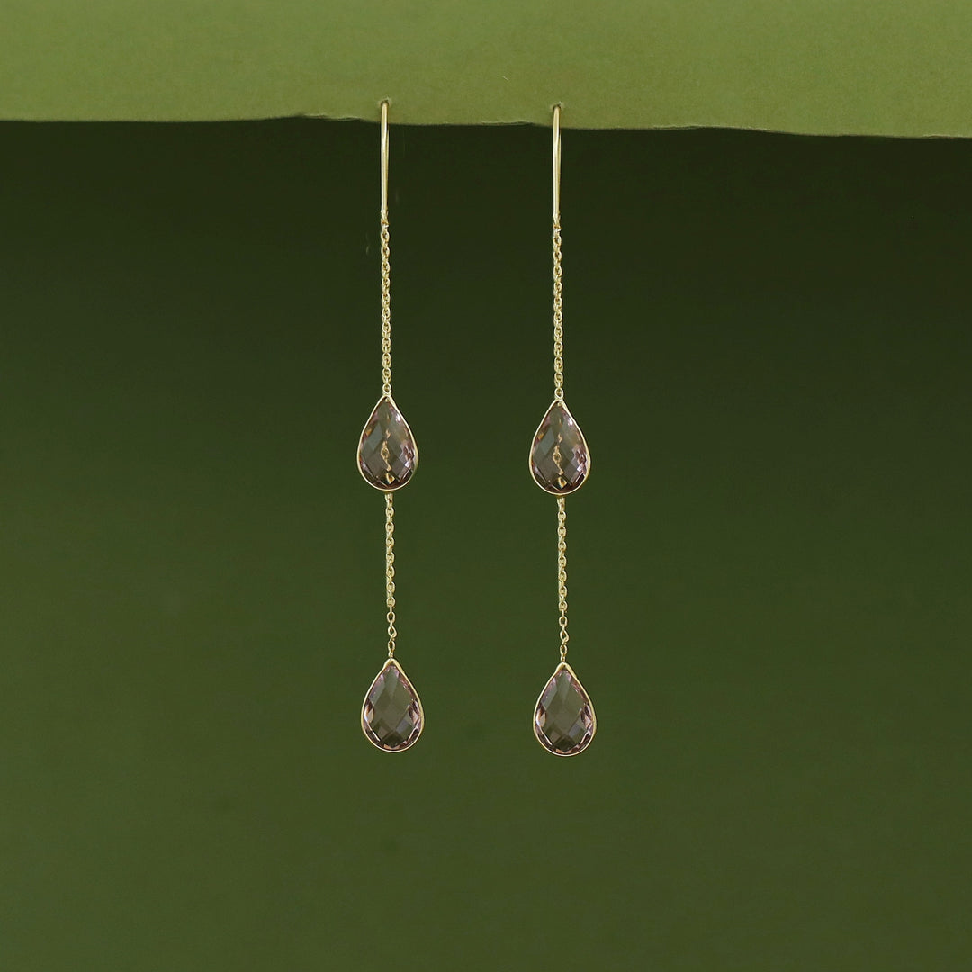 Jaisica Dual Glossy Drop Needle And Thread Earring