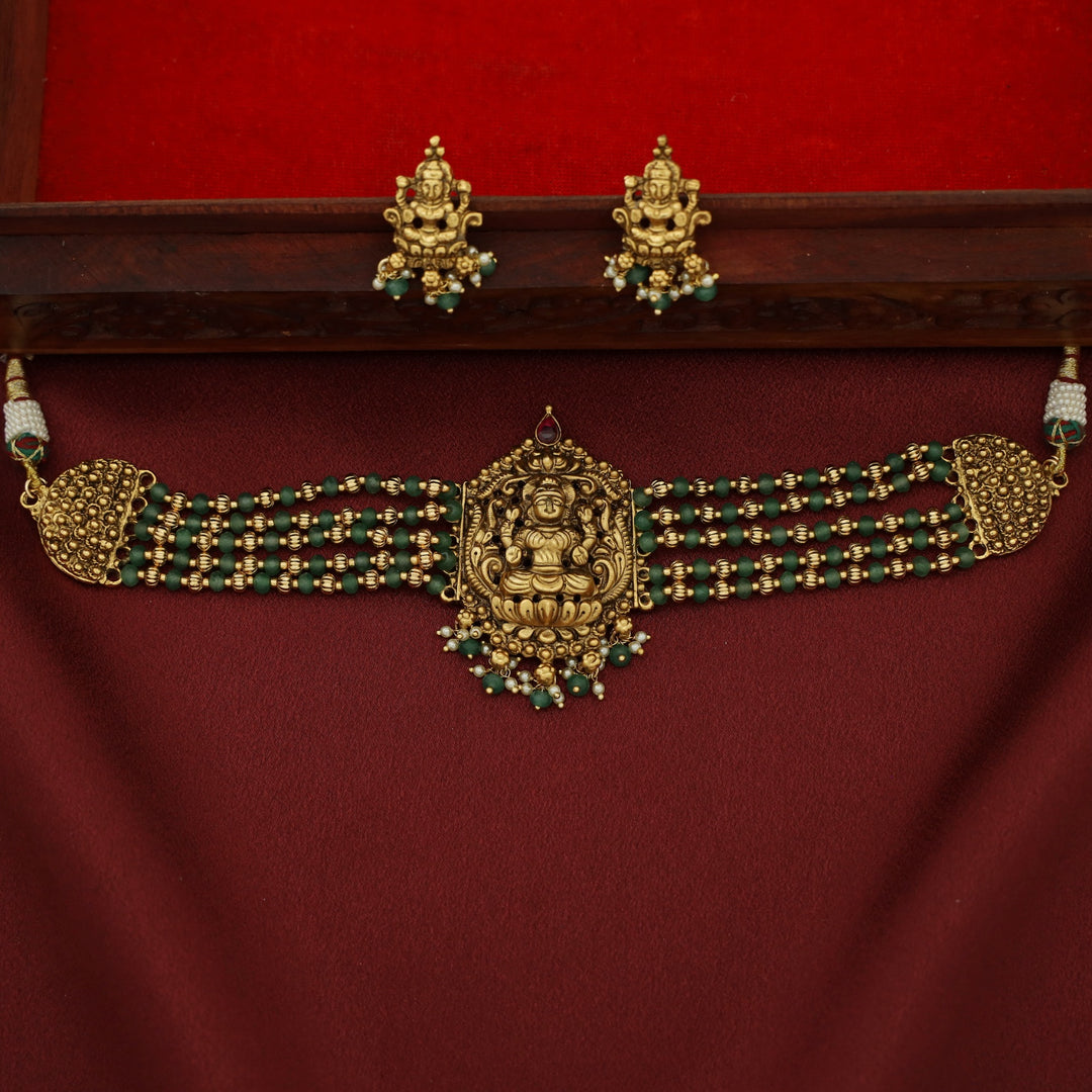 Darpana Devi 5 Layer Beaded Choker With Earring