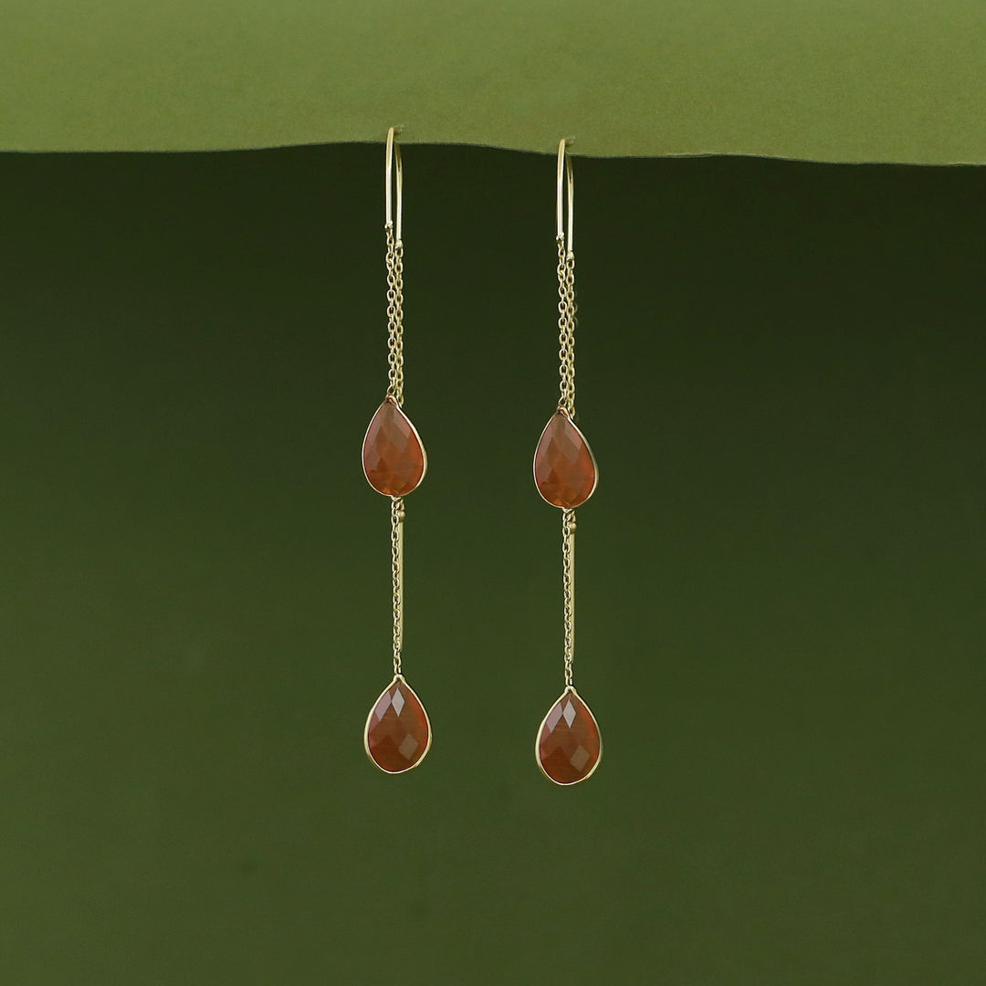 Jaisica Dual Glossy Drop Needle And Thread Earring