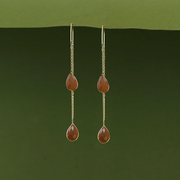 Jaisica Dual Glossy Drop Needle And Thread Earring