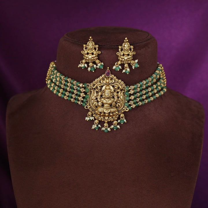Darpana Devi 5 Layer Beaded Choker With Earring