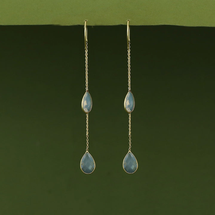 Jaisica Dual Glossy Drop Needle And Thread Earring